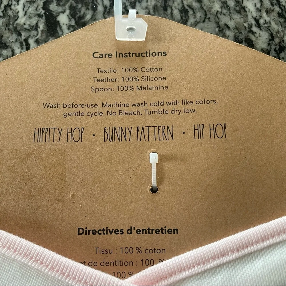 New! Rae Dunn by Magenta Hippity Hop Bandana Teether Bib & Spoon Set